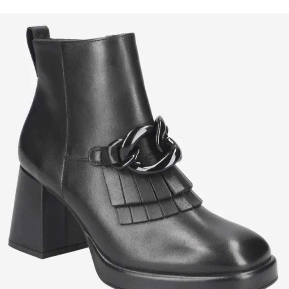 Paul Green Black Ankle Boots with Chain Detail